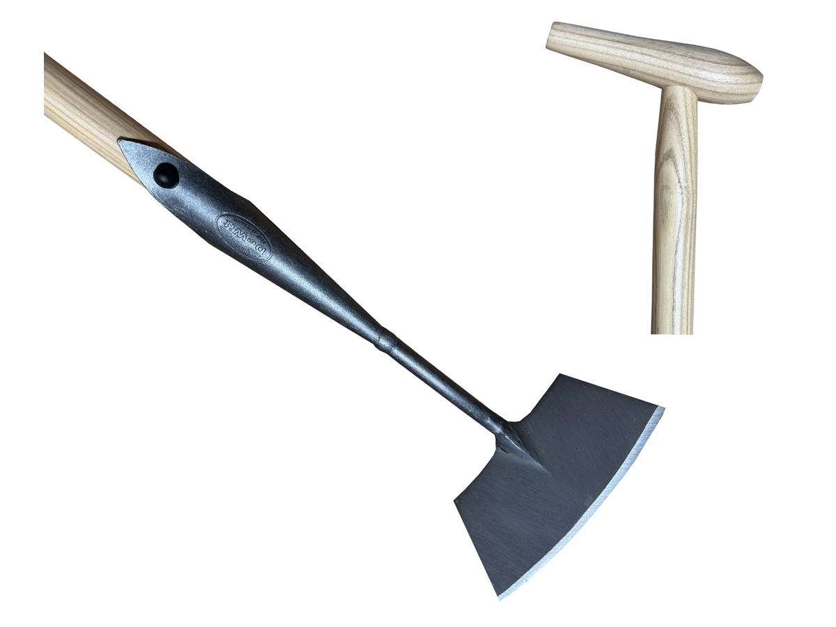 Dutch forged push'n pull  weeder 16cm clear coated, with 140cm P-grip handle